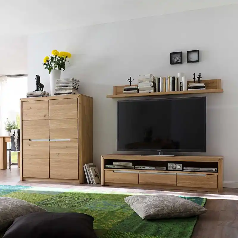 Wohnwand Croconia aus Wildeiche Massivholz (dreiteilig) Top-Preis