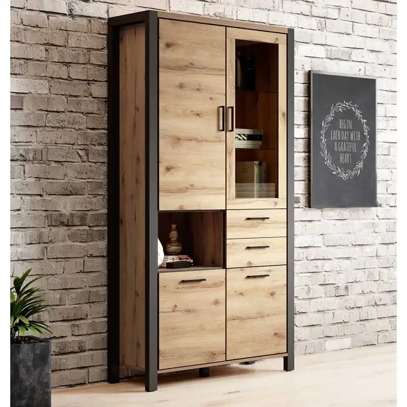 Wohnzimmerschrank mit Glaseinsatz & Fach - Zavorra Must-Have