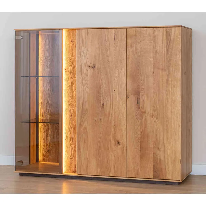 Wohnzimmerschrank mit Glas und LED Licht - Cocondar Solange Der Vorrat Reicht