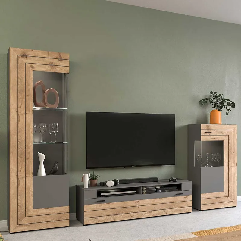 Zertifiziert TV Anbauwand Möbel-Kombi modern - Scarlett (dreiteilig)