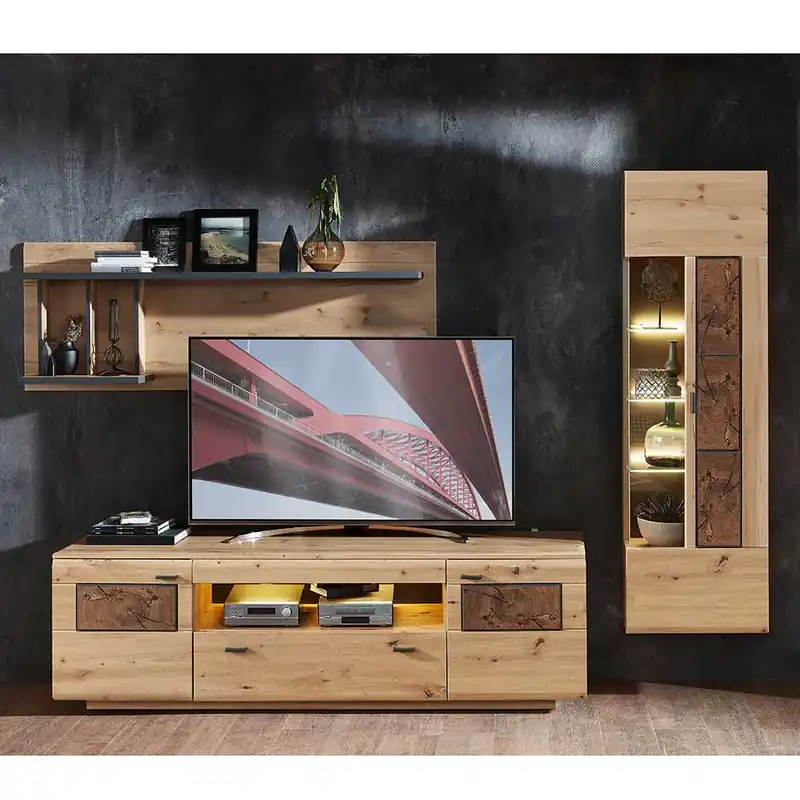 Wohnkombination in Wildeiche Optik - Iniaco (dreiteilig) Highlight