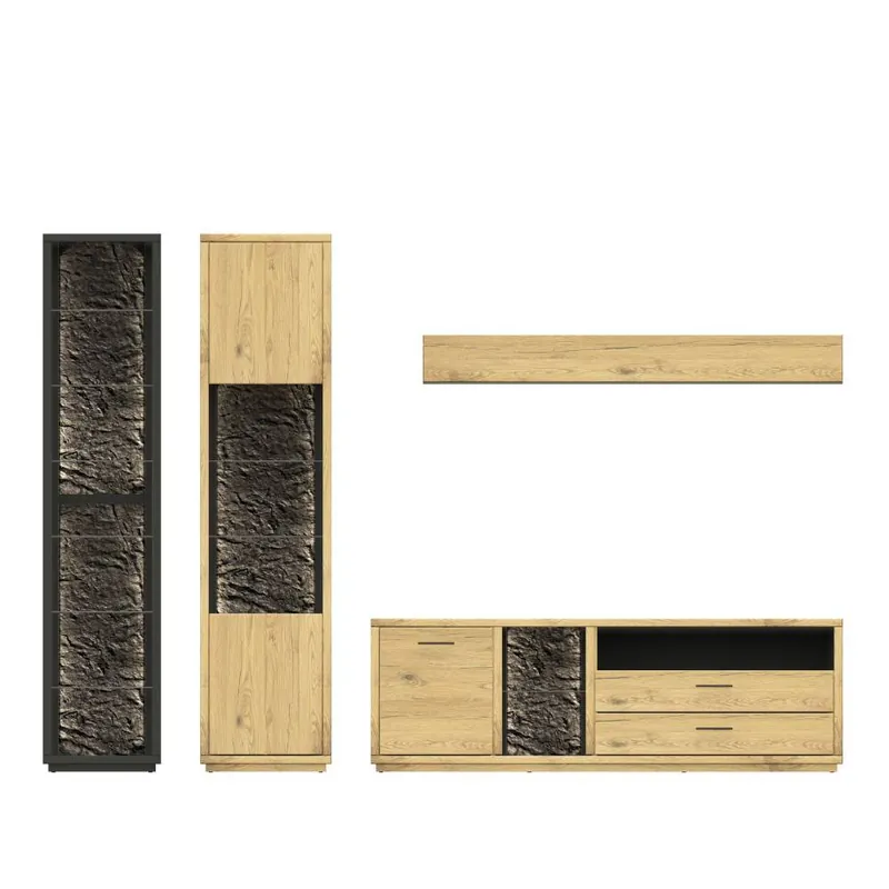 Wohnwand Kombination modern - Friburgo (vierteilig) Schneller Versand