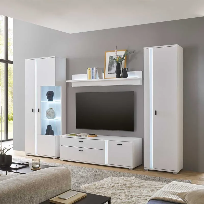 Wohnwand mit LED Licht Möbelset - Tirol (vierteilig) Billig