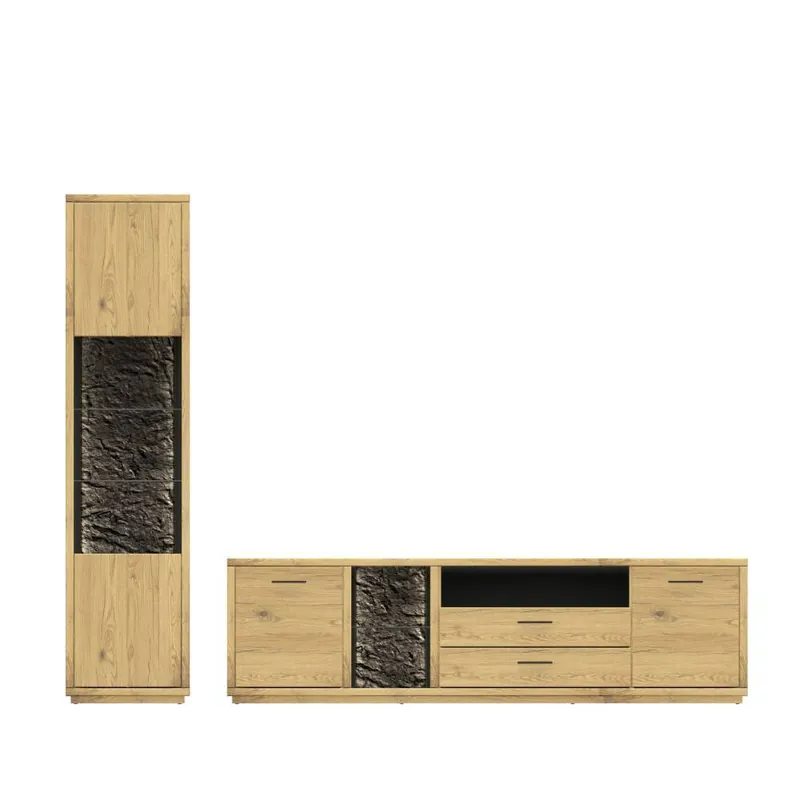Wohnwand Möbel-Duo aus Massivholz - Friburgo (zweiteilig) Neu Im Sortiment