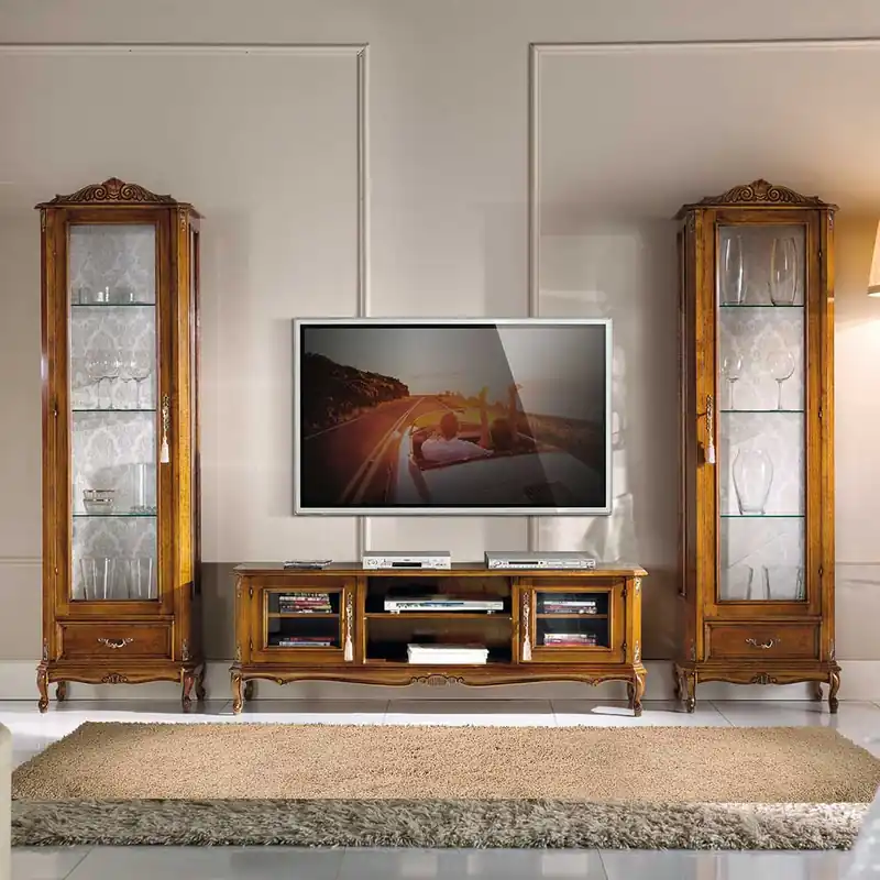 Wohnwand Vitrinen & TV Board - Carlenna (dreiteilig) Gratis Versand