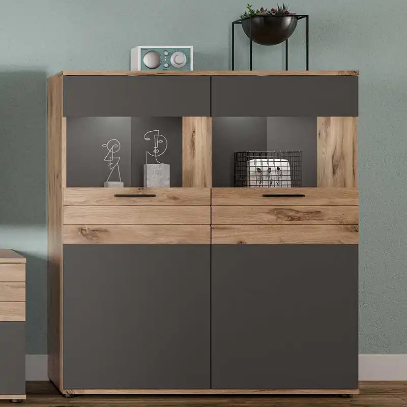 Wohnzimmer Highboard mit Glaseinsätzen - Lucios Billig