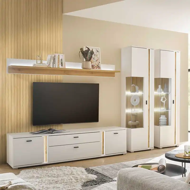 Wohnzimmer Schränke und Wandboard - Racelyn (vierteilig) Kracherpreis