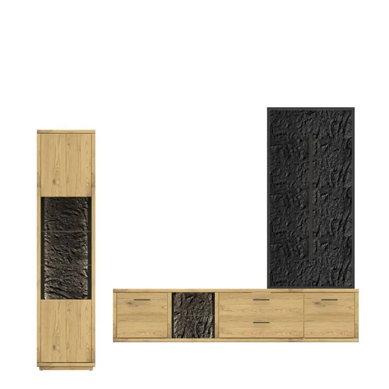 Wohnzimmer TV-Anbauwand Set - Friburgo (dreiteilig) Sonderaktion