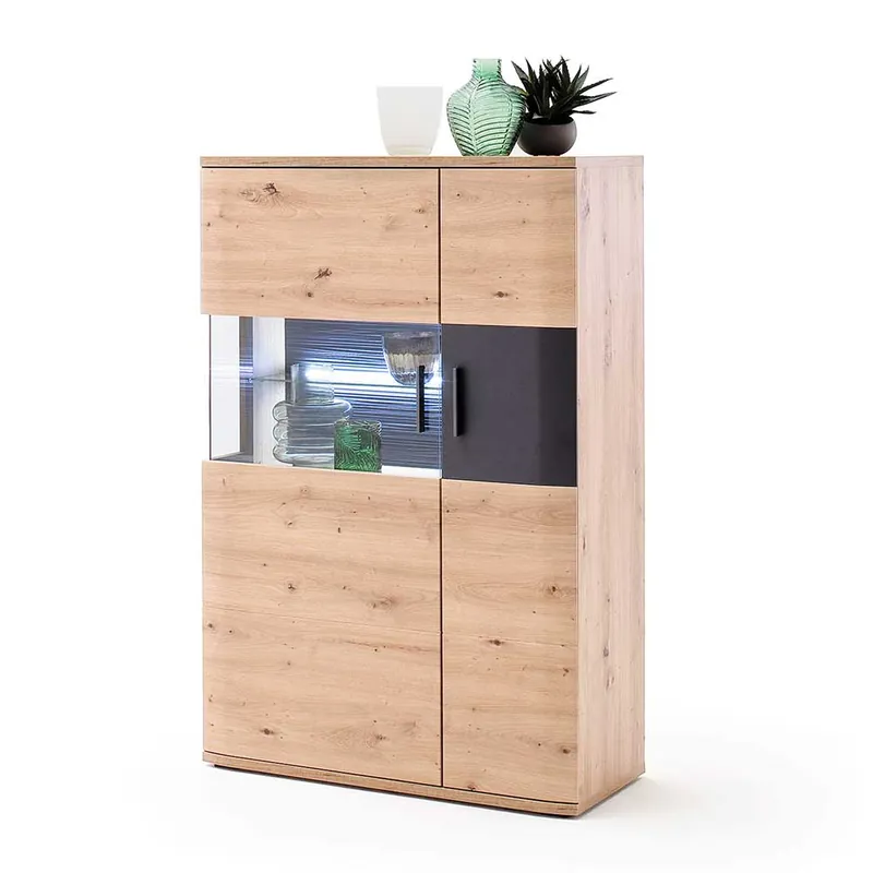 Wohnzimmer Vitrine Highboard zweifarbig - Vecenda Echt