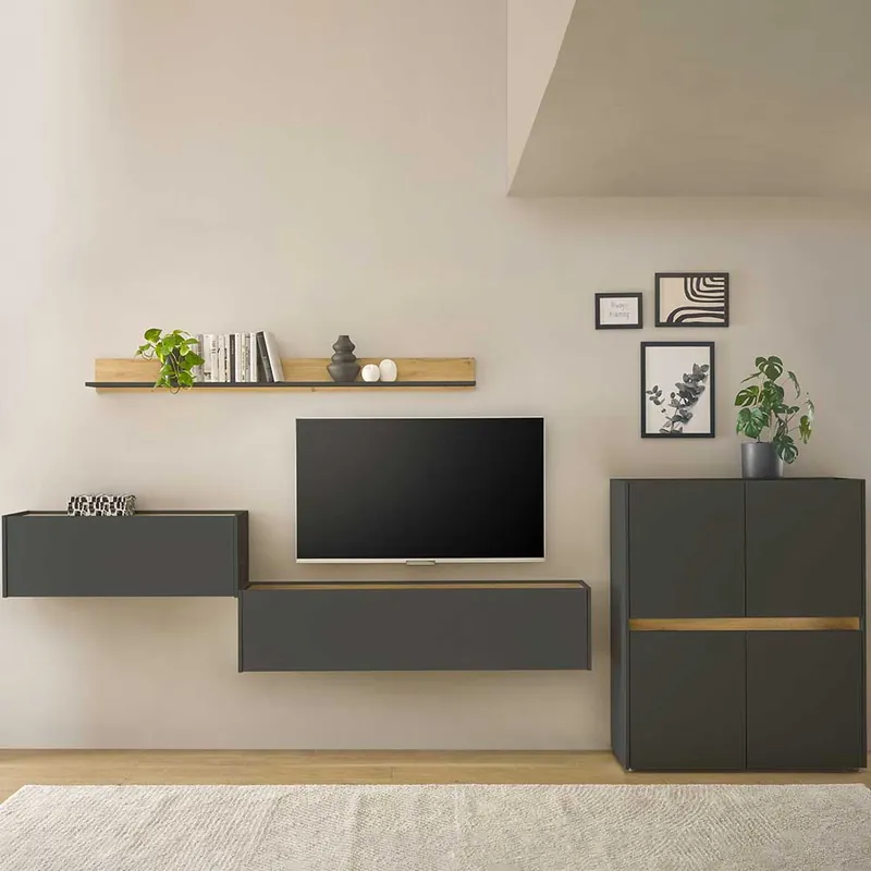 Wohnzimmer Wohnwandmöbel Kombi - Ahilav (vierteilig) Sonderaktion