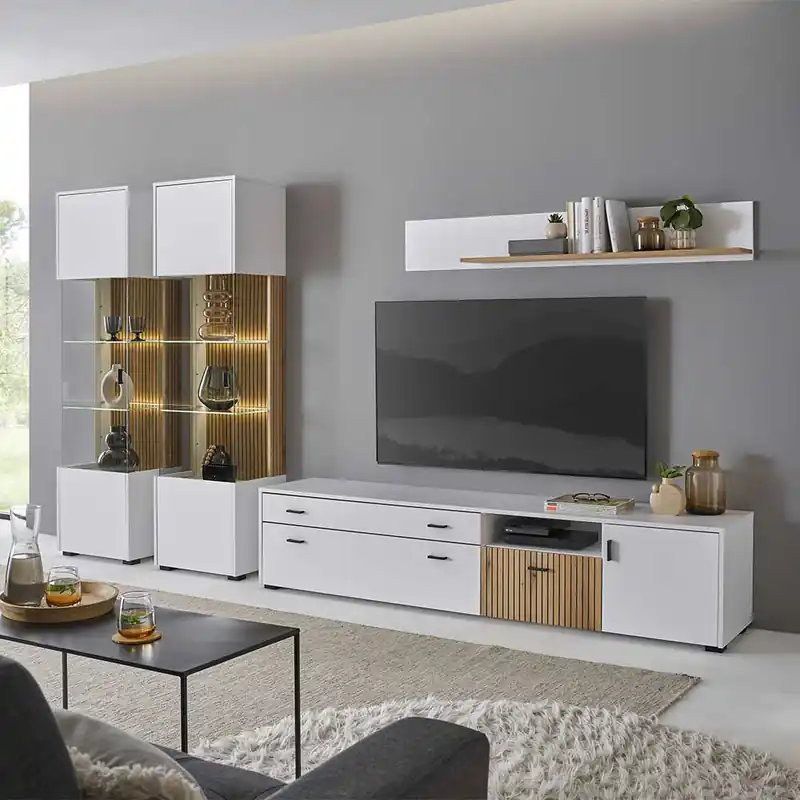 Wohnzimmervitrinen & TV Board & Regal Set - Nenaloro (vierteilig) Solange Der Vorrat Reicht