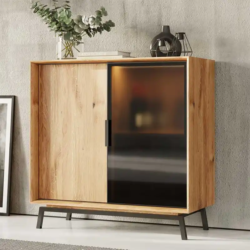 101x101x45 Highboard mit Schiebetüren - Fabiella Expressversand