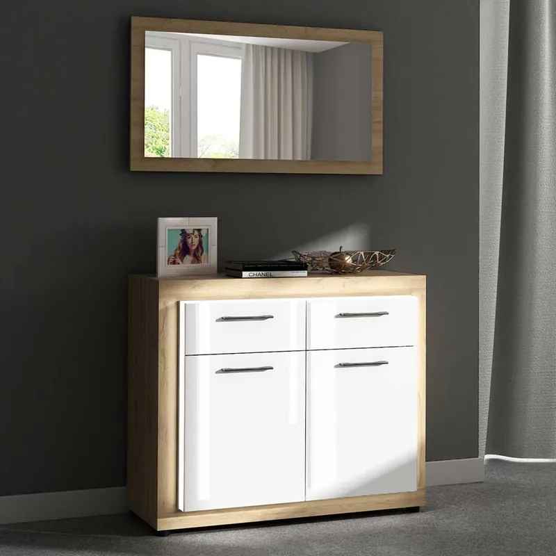 120x87x43 Kommode in glänzendem Weiß - Anieva Sofort Bestellen