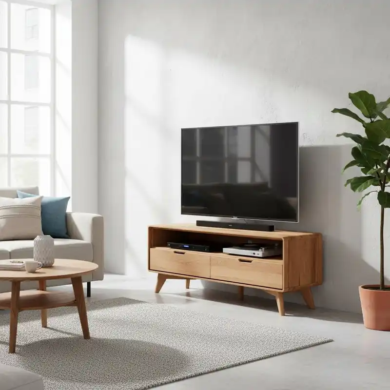 120x48x40 Midcentury TV Board aus Kernbuche - Junola Begrenztes Angebot