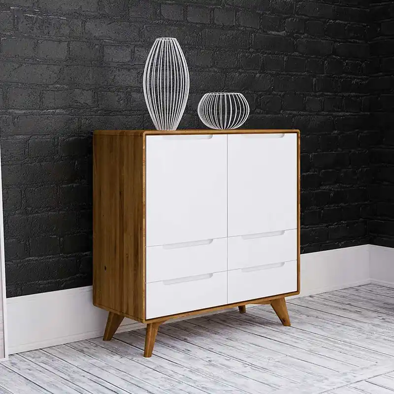 Wochenendangebot 90x92x40 Kommode in Weiß & Wildeiche - Diesta