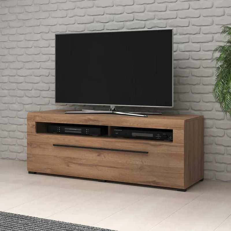 140x52x50 TV Unterschrank in Eiche Optik mit Schwarz - Aberdeen Heißes Angebot