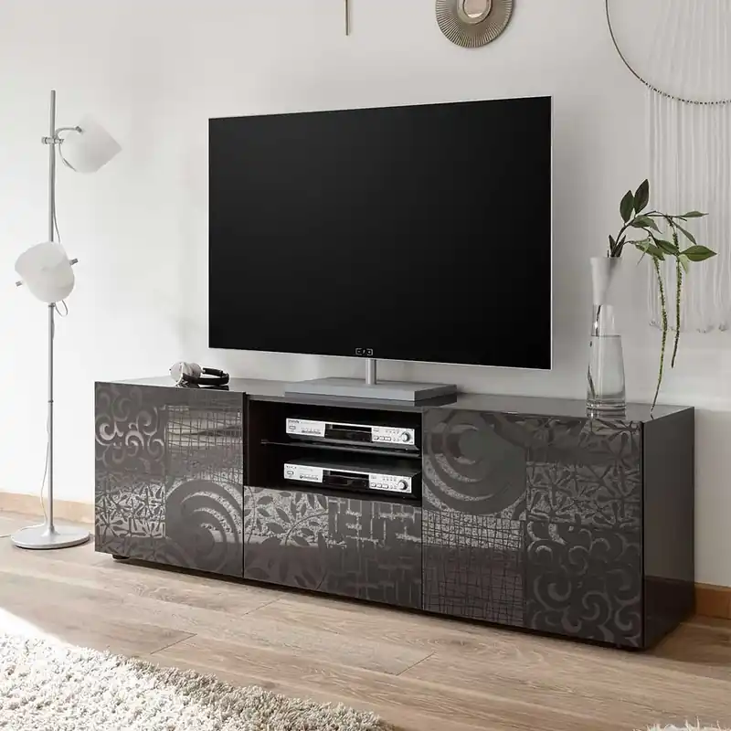 181x57x42 cm Hochglanz TV Element in Grau - Ipatal I Mega-Angebot