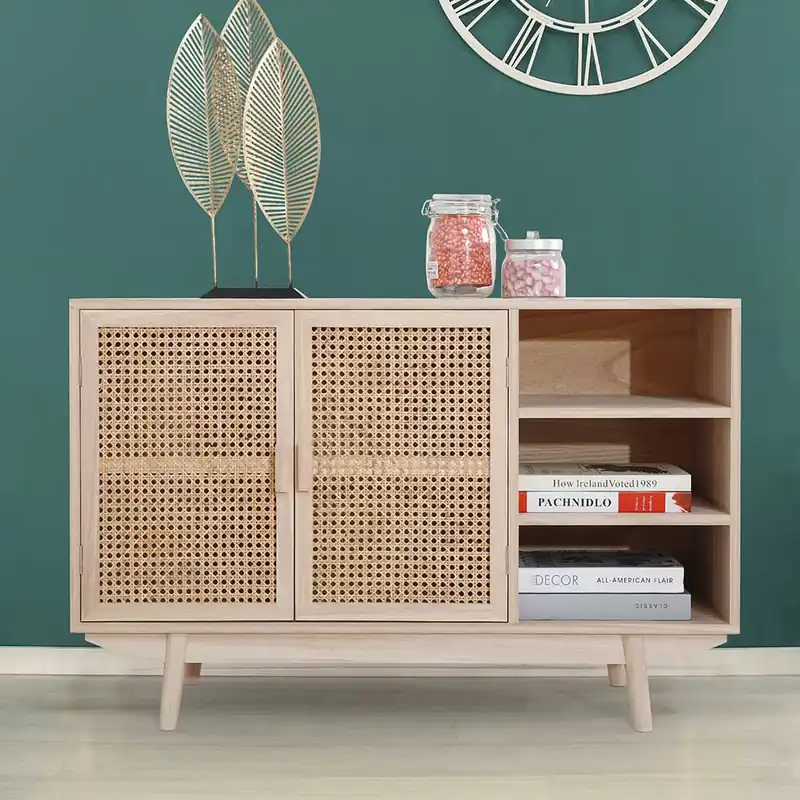 100x65x36 2-türige Kommode mit drei offenen Fächern - Oncinasa Ausverkauf