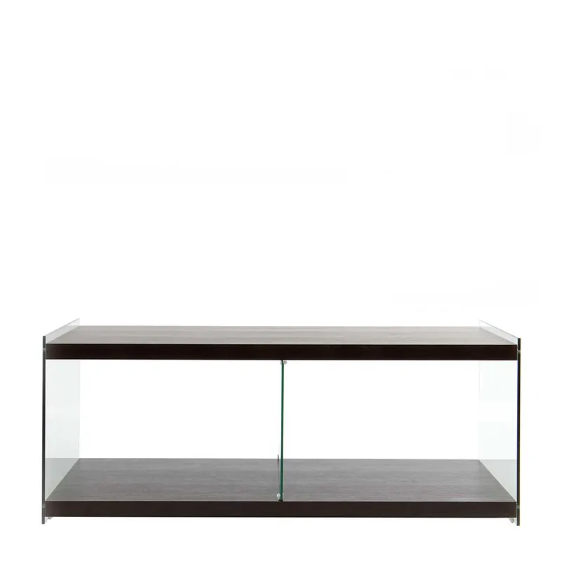 Zertifiziert 120x45x60 TV Lowboard in Walnuss & Transparent - Adlona