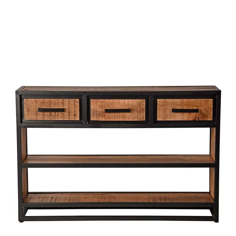 115x75x30 Industry Konsolentisch mit 3 Schubladen - Piatrasun Knallerangebot