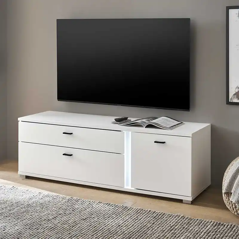 Weißes TV-Board mit LED Beleuchtung - Tirol Preiswert