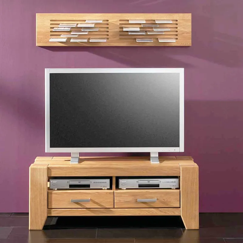 Wildeiche TV Lowboard mit zwei Schubladen - Miarizia Billig