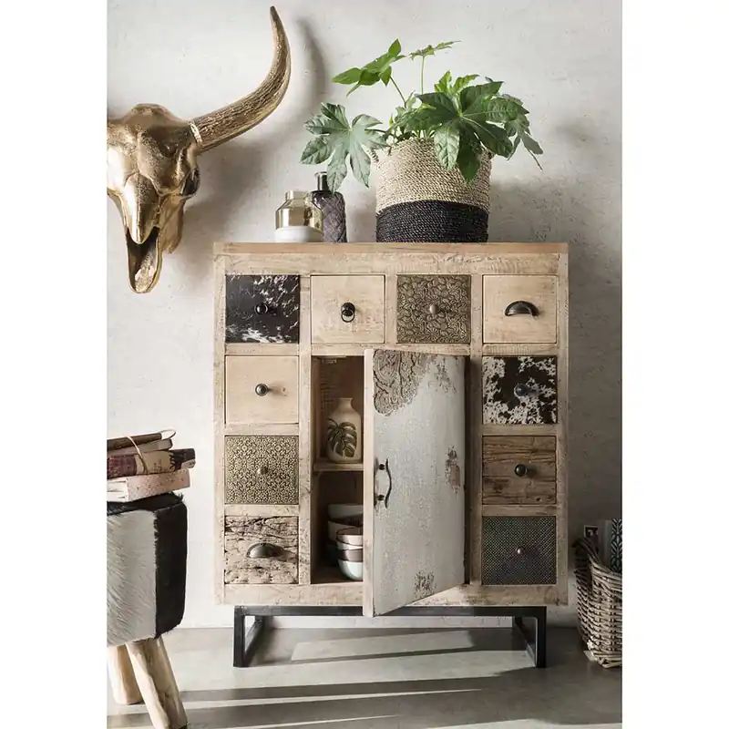 Zertifiziert 85x103x32 10 Schubladen Kommode Ethno - Antra