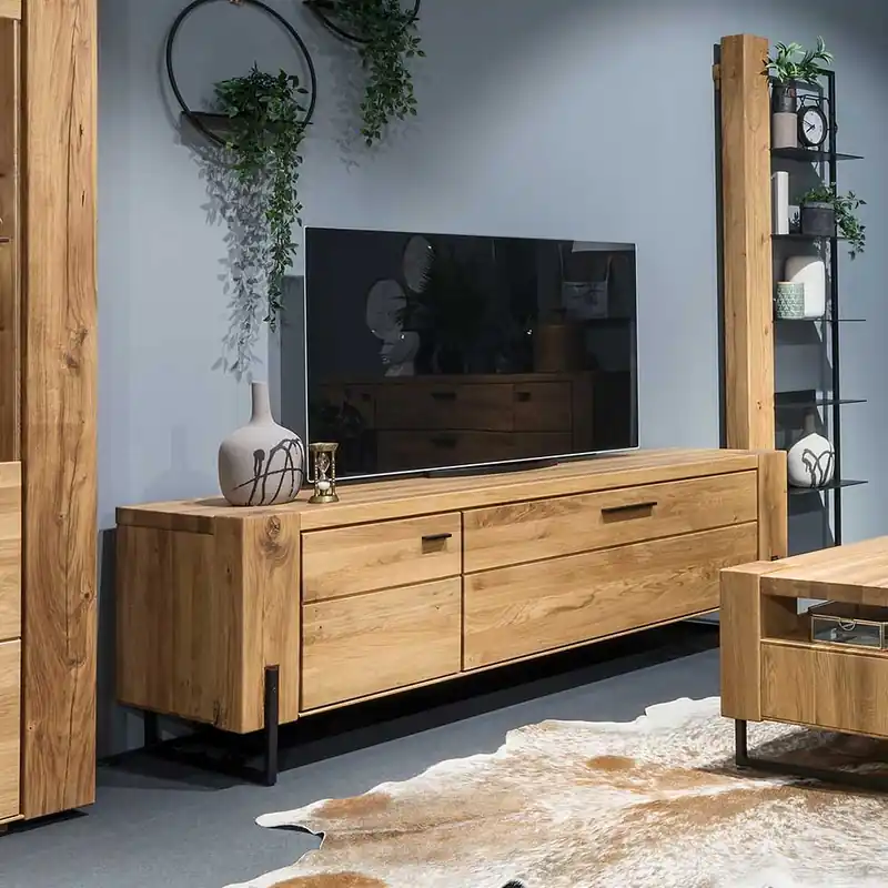 160cm TV Lowboard aus geölter Wildeiche - Slaraduva Kostenfreie Lieferung