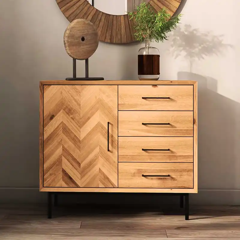 Zertifiziert 97 cm breite Kommode mit vier Schubladen & Tür - Kerfa