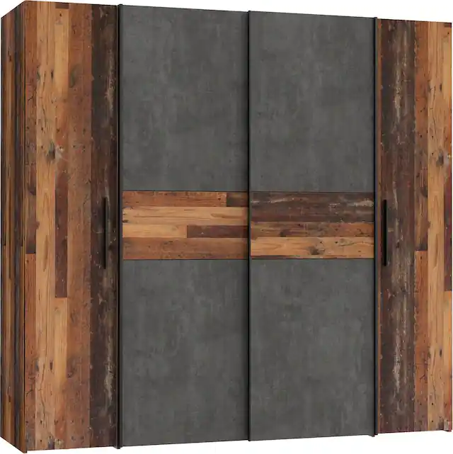 FORTE Kleiderschrank »Kalixtus, OTTOs Choice, TOPSELLER, Made in Europe« B/H/T ca. 200x190x60 cm, 2 Schiebetüren, 2 Drehtüren, 8 Einlegeböden,Kombination aus Dreh- und Schwebetüren, mehrere Farben Kostenloser Rückversand