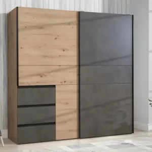 FORTE Schwebetürenschrank »Winn, Schiebetürenschrank mit 3 Schubladen, Made in Europe« In 2 Größen erhältlich - B/H/T ca. 170x200,5x61cm und 200x200,5x61cm,verschiedene Größen und Farben, sehr viel Stauraum Bestseller