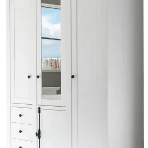 Home affaire Kleiderschrank »California Landhaus Wäscheschrank mit Spiegel, 147 oder 236cm breit« INKLUSIVE komplette Innenausstattung, mit einzigartigen Griffen Solange Der Vorrat Reicht