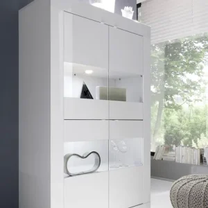 Home affaire Vitrine »Basic Höhe 162 cm, Standvitrine mit 4 Türen - Metallgriffe,« Stauraumvitrine in moderner Rahmenoptik, Hochschrank, Anrichte Expressversand