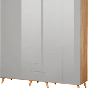 Aktuell OTTO home Kleiderschrank »Lund Schlafzimmerschrank Bestseller im skandinavischem Design« Garderobenschrank mit Premium Innenausstattung, Breite 200cm hochglanz