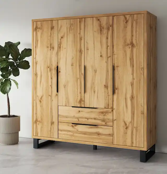 Sichere Zahlung Home affaire Kleiderschrank »Bronne,Breite 191 cm, Wäscheschrank inclusive Innenausstattung« Kleiderschrank, 2 Schubkästen, Metallgriffe, Garderobe