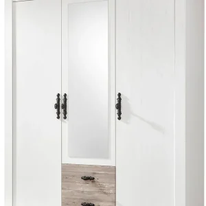 Home affaire Drehtürenschrank »Florenz Landhausschrank,rustikale Metallgriffe mit feinen Verzierungen« Kleiderschrank mit Spiegel Schlafzimmerschrank BESTSELLER Garderobe Meistverkauft