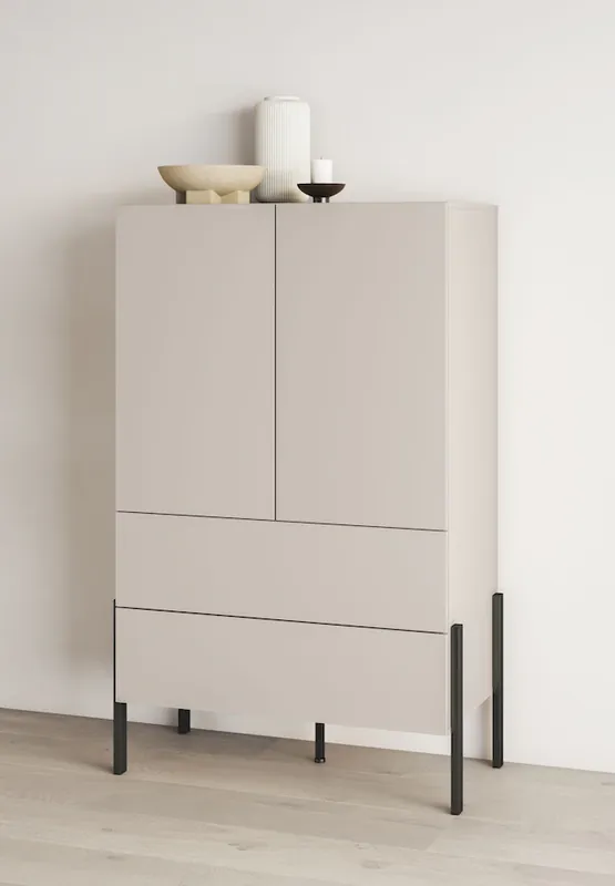 Schneller Versand OTTO home Wäscheschrank »Jukon, moderner griffloser Kleiderschrank, Metallfüsse, Made in Europe« 90x150x50, ideal für kleine Räume oder Nischen,Mehrzweckschrank ,2 Schubladen, 2 Türen, FSC-zertifiziert