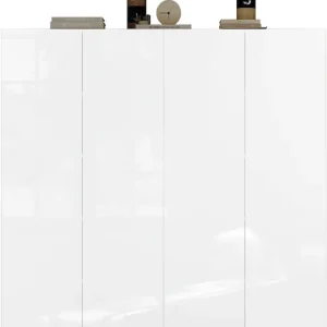 OTTO home Schuhschrank »SMILE Breite 124 cm, Höhe 114 cm, Schuhregal mit 5 Ebenen, 10 Fächer,« Schuhkommode in Weiss Hochglanz Lack Schnäppchen