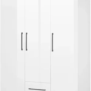 OTTO home Kleiderschrank »Sylt Schlafzimmerschrank Garderobe Schrank Bestseller hochglanz« hochwertige schwarze Metallgriffe,Drehtürenschrank mit perfekter Innenausstattung, Breite 120cm Nur Heute