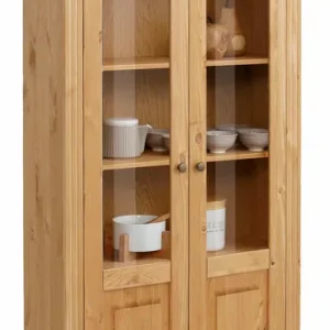 Super-Preis OTTO home Glasvitrine »Teresa« Maße (B/T/H): ca. 90/32/193 cm,mit 2 Glastüren, Höhe 193 cm, aus massiver Kiefer, FSC®