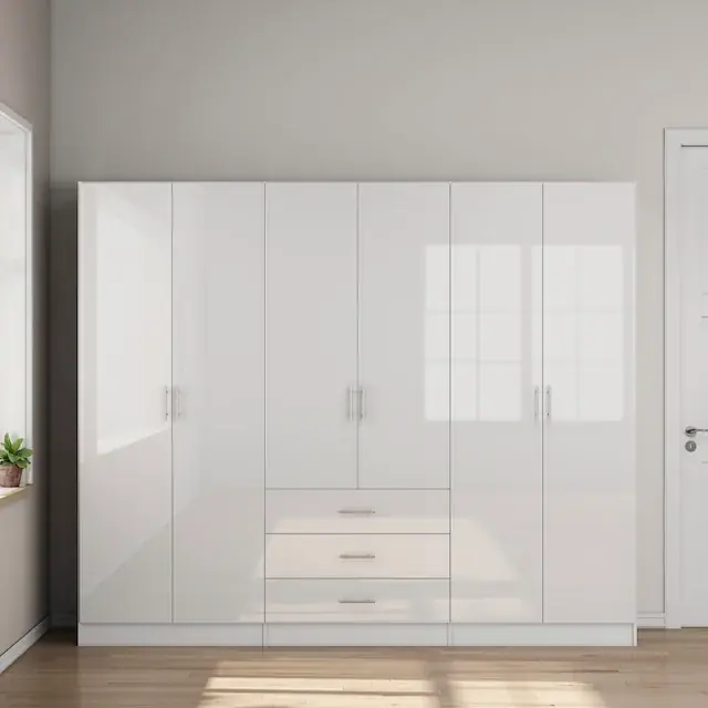 Neu OTTO home Kleiderschrank »Trento Schlafzimmerschrank Garderobe hochglanz Bestseller« Schrank mit 6 Türen und 3 Schubladen, höchglänzende Fronten