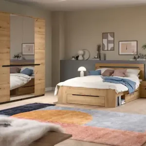 Home affaire Schlafzimmer-Set »REHAT, 4-teilig, best. aus: Bett, Kleiderschrank & 2x Nachtkommode« Zertifiziert