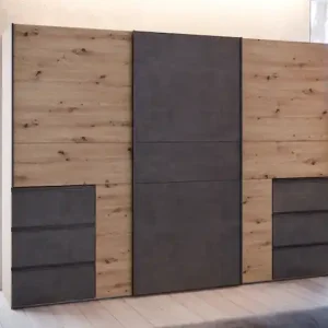 FORTE Schwebetürenschrank B/H/T ca. 269,7x200,5x61cm,Schwebetürenschrank, Stauraum,6 Schubkästen, erhältlich in 2 Dekoren Preiswert