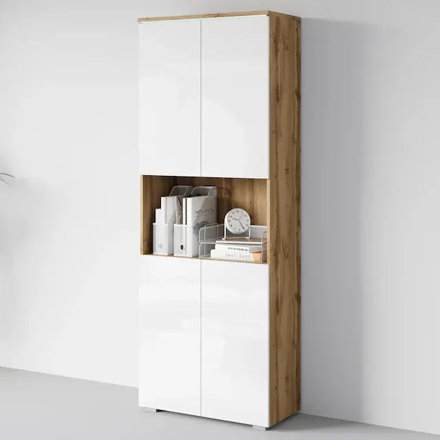 Begrenztes Angebot Home affaire Aktenschrank »Vera, Mehrzweckschrank mit LED-Beleuchtung« Praktischer Stauraum mit höhenverstellbaren Ablageböden, H. 182 cm