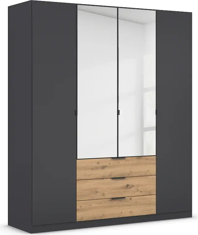 Bestseller rauch Drehtürenschrank »Kleiderschrank Schrank Garderobe Schlafzimmerschrank DAVOA« mit farblich abgesetzten Schubkästen in Eiche Artisan MADE IN GERMANY