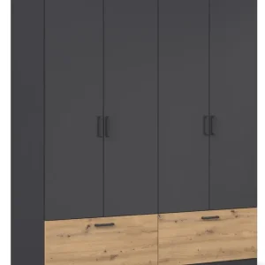 Schneller Versand rauch Drehtürenschrank »Kleiderschrank Schrank Garderobe Wäscheschrank BARI« mit Schubkästen und modernem Griff in Graumetallic MADE IN GERMANY