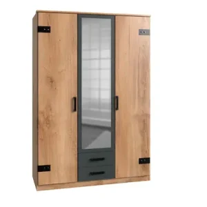 Meistverkauft Wimex Kleiderschrank »Liverpool, Made in Germany« mit Spiegel und 2 Schubladen, 135x58x199cm, Industrial Design