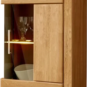 Begrenztes Angebot OTTO home Vitrine »RIBE75, 1Glasboden variabel, dunkles gehärtetes Glas, Trendfarbe« B/T/H:50/35/125cm, Front massivholz,4 Fächer,Griffe silberfar,,geölt