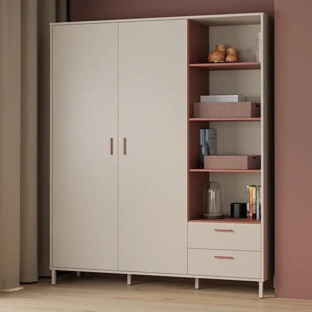 Begrenztes Angebot FORTE Kleiderschrank »Milles« trendiges Dekor, Vollauszug Schubkästen, Metallbeine