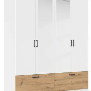 Neu rauch Drehtürenschrank »Kleiderschrank Schrank Garderobe Wäscheschrank BARI mit Spiegel« mit Schubkästen und modernem Griff in Graumetallic MADE IN GERMANY